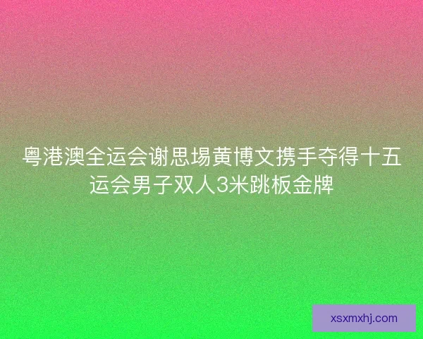粤港澳全运会谢思埸黄博文携手夺得十五运会男子双人3米跳板金牌